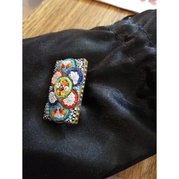 VTG Venetian Micro mosaic pin ITALY 1910-1930 Glass Art Brooch Antique Chic - Picture 10 of 12